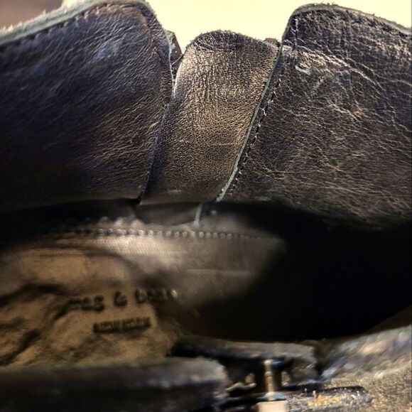 Rag & Bone Margot Black Distressed Leather Side Zip Ankle Boots sz.7/37 Ret.$495 - Picture 8 of 13